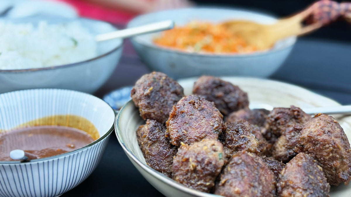 Sticky duck meatballs